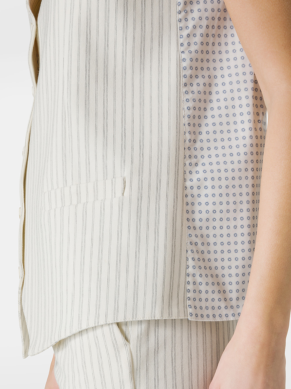 Stretch cotton waistcoat with geometric patterns