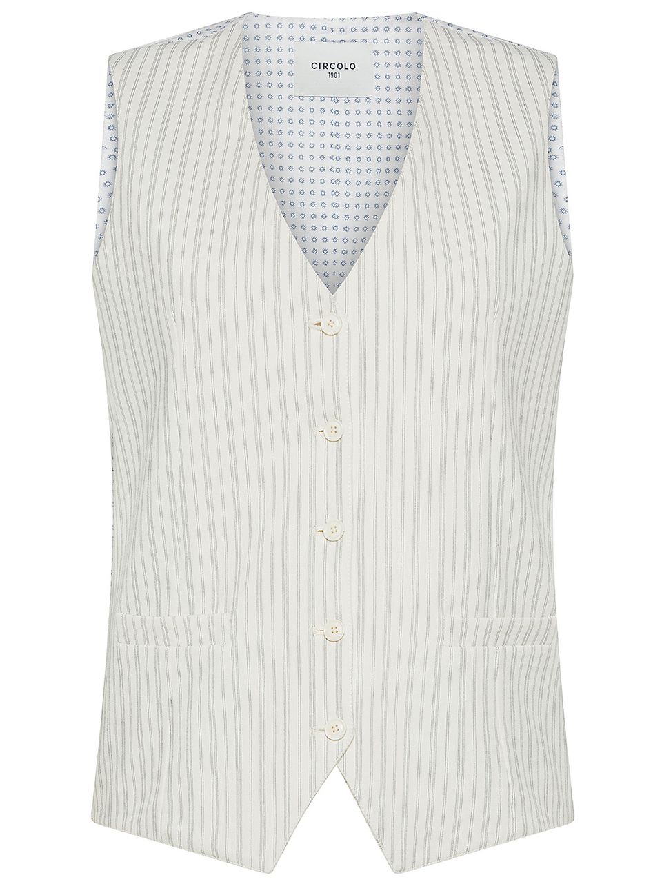 Stretch cotton waistcoat with geometric patterns
