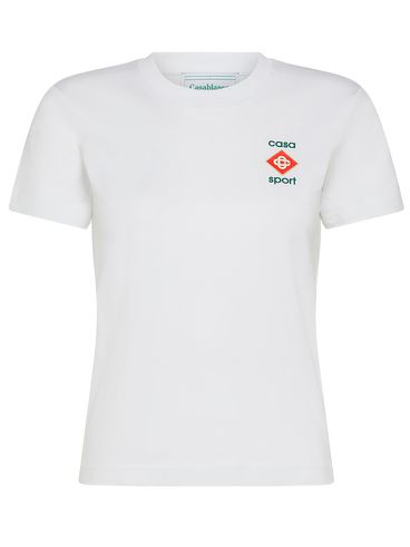 T-shirt in cotone con logo applicato frontale