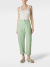 Sage green high-waisted wide-leg cotton jeans