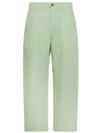 Sage green high-waisted wide-leg cotton jeans