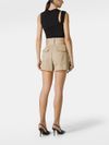 Stretch cotton shorts with belt