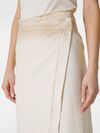 Long denim wrap skirt with contrasting edges