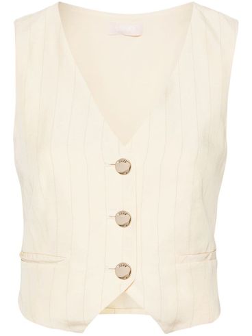 Linen blend vest with V-neck