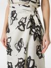 Long linen wrap skirt with rose print