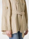 Short Double-Breasted Cotton Twill Trench Coat