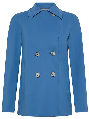 Short Double-Breasted Coat with Pockets