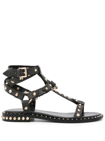 Cracked Leather Studded Sandals