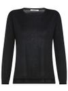 Silk and Cashmere Crewneck Sweater with Asymmetric Hem