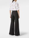 Wide Leg Cotton Pants with Embroidered Beads