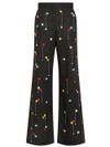 Wide Leg Cotton Pants with Embroidered Beads