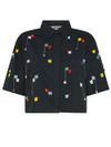 Cropped Cotton Shirt with Embroidered Beads