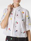 Cropped Cotton Shirt with Embroidered Beads