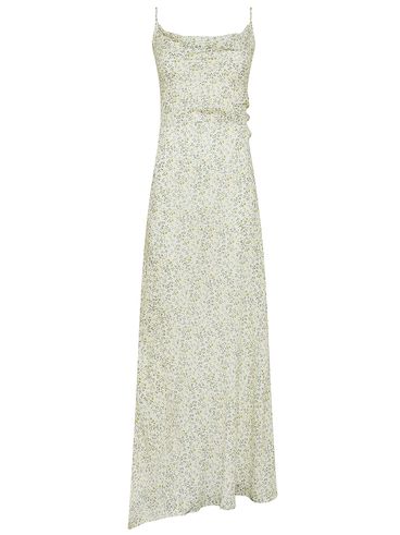 Kelly Long Viscose Dress with Floral Print and Front Slit