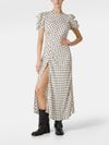 Kristel Midi Viscose Dress with Polka Dot Print and Front Slit