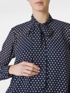 Blouse with Polka Dot Print and Bow Collar