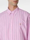 Cotton Shirt with Striped Pattern and Logo