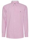 Cotton Shirt with Striped Pattern and Logo