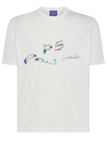 T-shirt in cotone con logo multicolore frontale