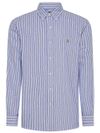Cotton Shirt with Striped Pattern and Logo