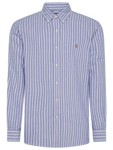Cotton Shirt with Striped Pattern and Logo