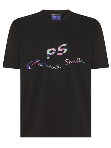 Cotton T-shirt with Multicolored Front Logo