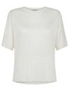 Linen and Viscose Blend T-shirt with Striped Pattern