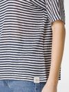 Linen and Viscose Blend T-shirt with Striped Pattern