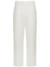 Linen trousers with pressed crease and wide leg