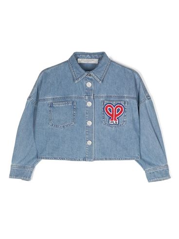 Cropped denim jacket with embroidery