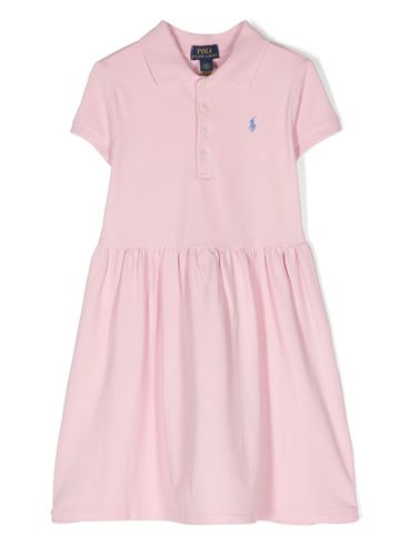 Midi dress in stretch cotton with embroidered logo