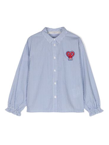 Cotton shirt with striped pattern and embroidery