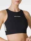 Cropped top with embroidered logo and side stripes