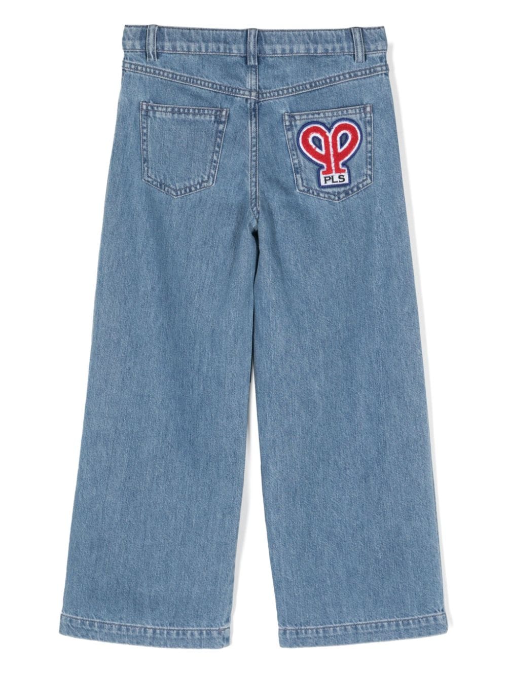 Jeans in cotoni a gamba larga con logo