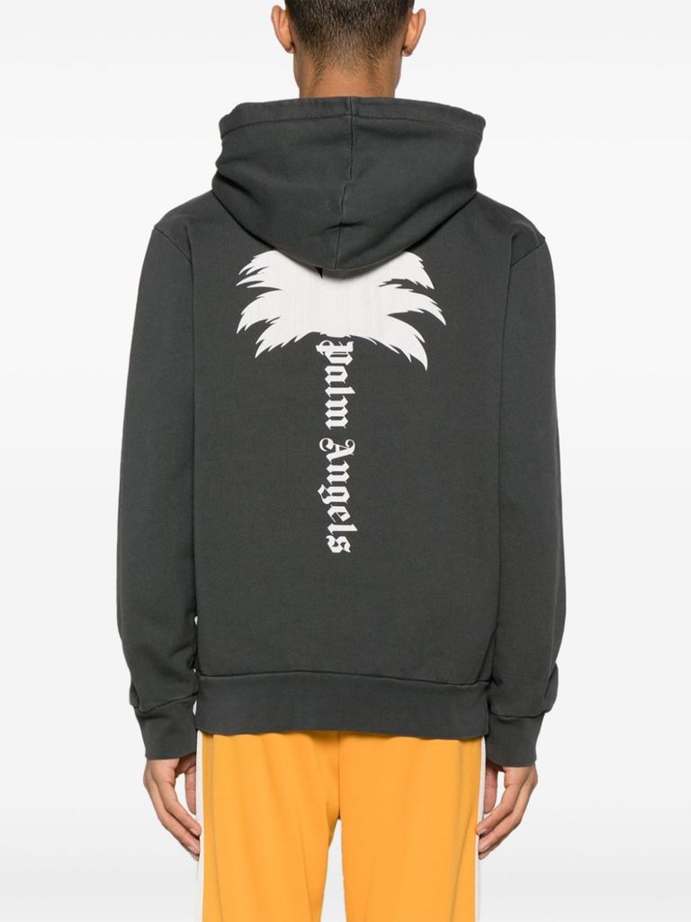Cotton hoodie with palm tree