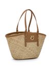 Love Summer bucket bag in woven raffia with leather inserts