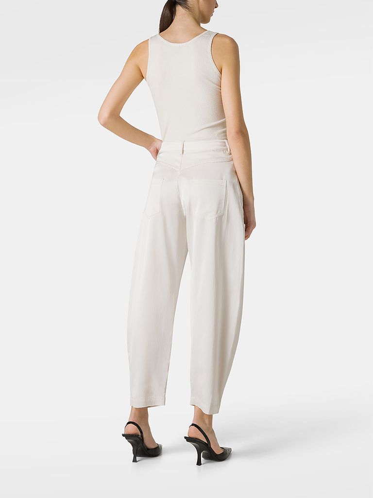 【関税&送料込】Pinko Trousers White Pinko Luigia white linen blend trousers - White | 1B13JW7435Z15