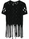 Perforated viscose top with fringes