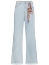 Zoe cotton jeans with scarf and frayed hem