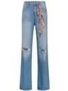 Zoe Nos cotton jeans with rips and scarf