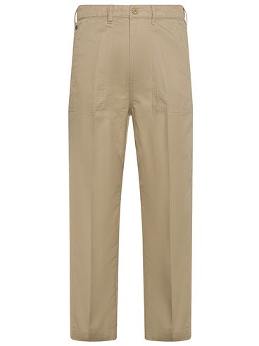 Pantaloni Valen in cotone e lino con piega stirata
