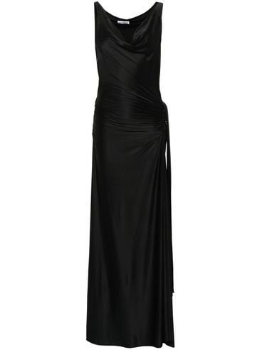 Long stretch viscose dress with ruching