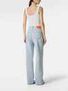 Zoe cotton jeans with pressed pleat and scarf