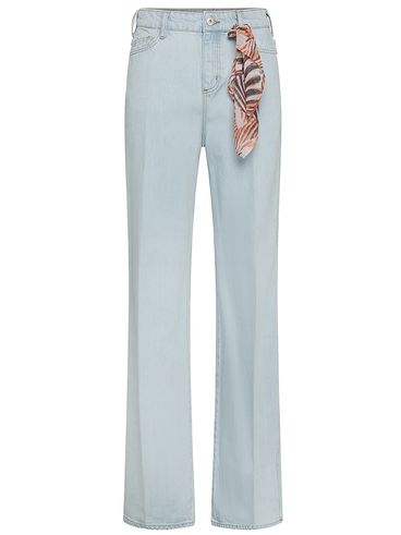 Zoe cotton jeans with pressed pleat and scarf
