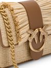 Mini Love One Light bag in woven raffia with logo