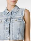 Scire Cropped Denim Waistcoat with Used Effect