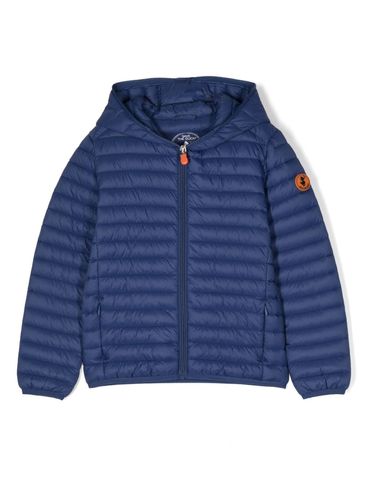 Short quilted nylon down jacket with side pockets