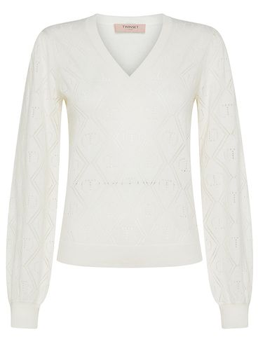 Quilted cotton and cashmere blend sweater