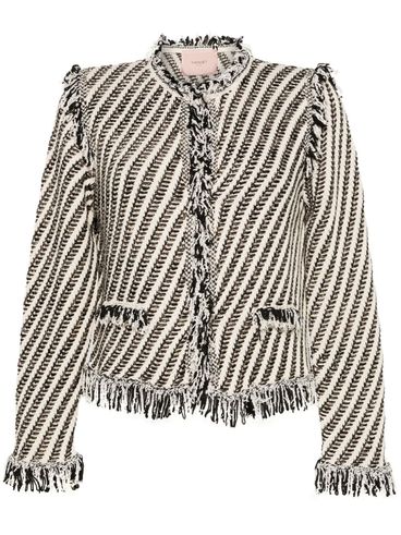 Cotton and viscose shirt-jacket with fringes