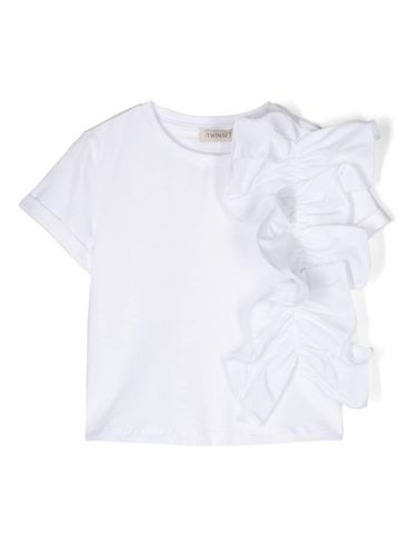 T-shirt in cotone stretch con rouches